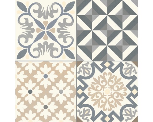 Muster aus vier Fliesen mit unterschiedlichen Designs