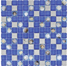 Mosaikfliese mit Glas-, Stein- und Muschelelementen