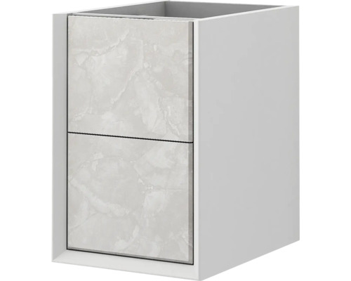 Unterschrank Baden Haus Bellagio 35 cm breit Steingrau fertig montiert 54876 Waschtischunterschrank mit zwei Schubladen und Marmorfront