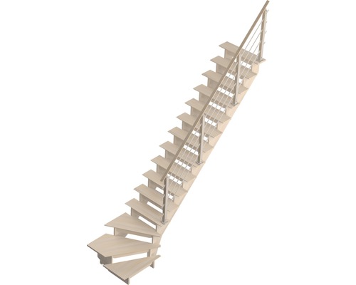 Garde-corps Pertura Linos escalier tournant aluminium hêtre pour L : 342 cm