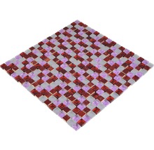 Mosaikfliese mit rotem und lilafarbenem Glas