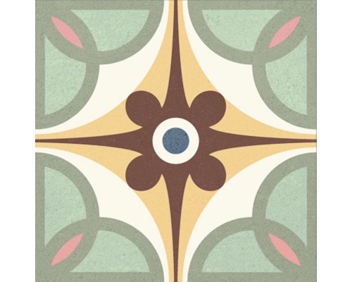 Dekorative Bodenfliese mit geometrischem und floralem Muster