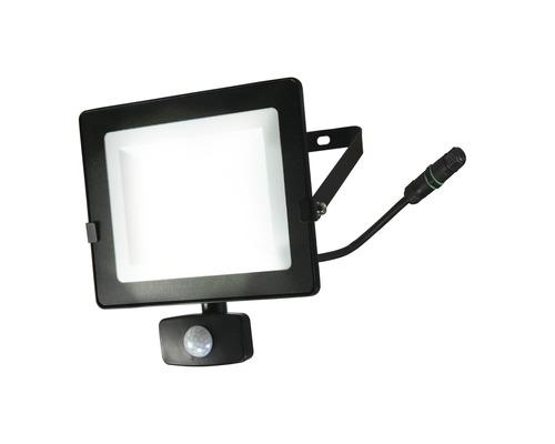 Schwarzer LED-Strahler mit Bewegungsmelder für den Außenbereich