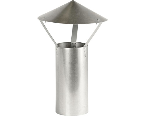 Conduit de poêle à chapeau pare-pluie Bertrams Ø 150 mm aluminié à chaud argenté Chapeau de cheminée en acier inoxydable avec pare-pluie