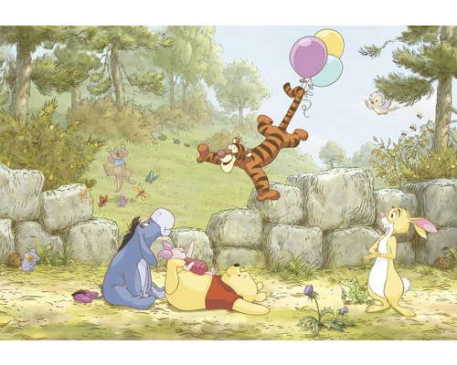Papier peint panoramique SD460 Disney Winnie Pooh Balloon 8 pces 368 x 254 cm Illustration de Winnie l''ourson et ses amis dans la forêt