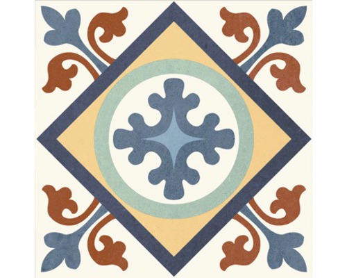 Dekorative Fliese mit geometrischen und floralen Mustern