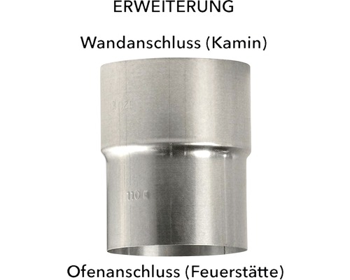 Ofenrohr-Erweiterung Bertrams Ø 130-150 mm feueraluminiert silber