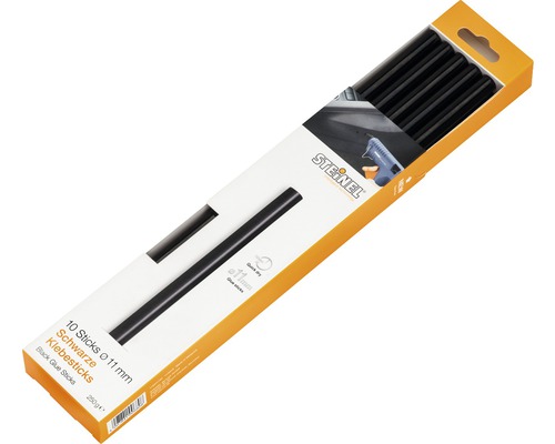 Packung schwarze Klebestifte der Marke Steinel, Durchmesser 11 Millimeter, 10 Stück