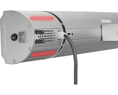 Gros plan d''un radiateur de terrasse avec interrupteur et câble