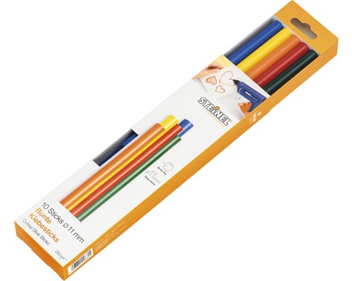 Bâtons de colle multicolores Steinel Ø 11 mm Colour lot de 10 Paquet de dix bâtons de colle colorés d''un diamètre de 11 millimètres.