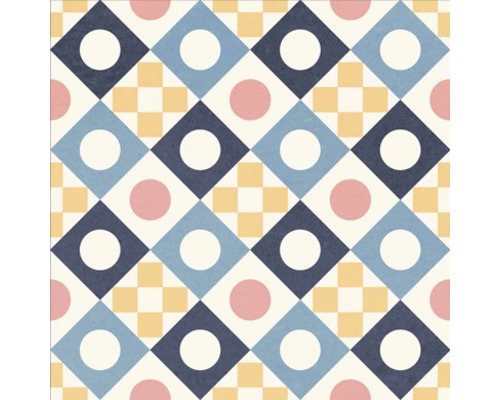 Dekorative Fliese mit geometrischem Muster aus Quadraten und Kreisen