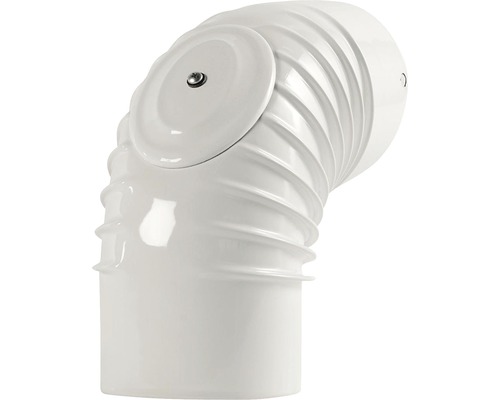 Ofenrohr-Bogen Bertrams 90° Ø 120 mm emailliert weiß mit Türe Wandrosette mit 90-Grad-Bogen für Dunstabzugshauben
