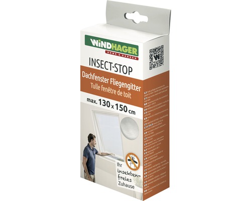 Moustiquaire Windhager PLUS pour fenêtre de toit sans perçage blanc 130x150 cm Moustiquaire pour fenêtre de toit Windhager, dimension maximale 130 x 150 centimètres, emballage.