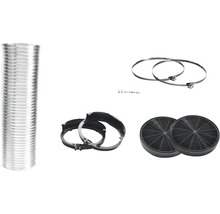 Kit d''accessoires pour hotte aspirante avec tuyau d''évacuation, colliers de serrage, vis et filtres à charbon actif
