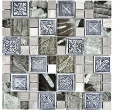 Mosaikfliese mit Blatt- und Blumenmuster