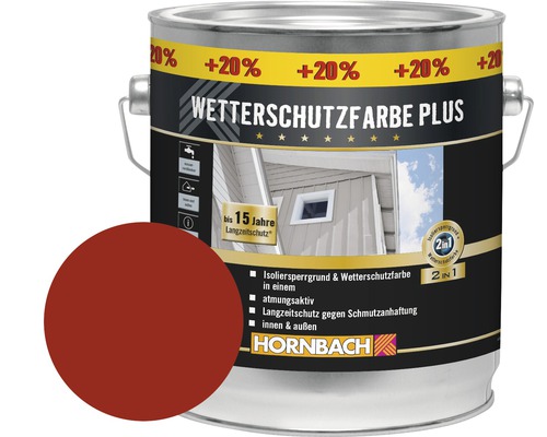 Peinture pour bois HORNBACH anti-intempéries Plus rouge Suède 3 l (20 % gratuit!)-0