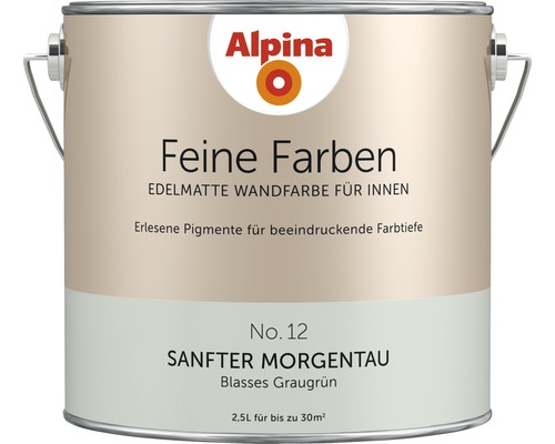 Peinture murale Alpina Feine Farben sans conservateur Douce rosée matinale 2,5 l