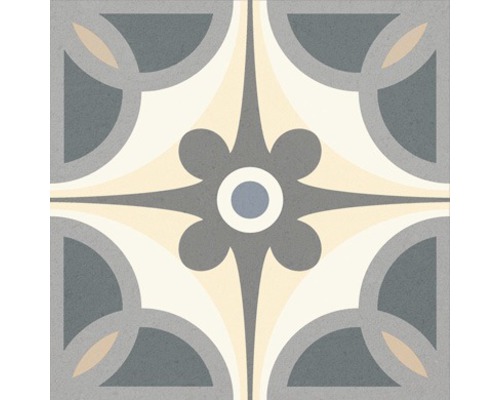 Dekorative Bodenfliese mit geometrischem und floralem Muster