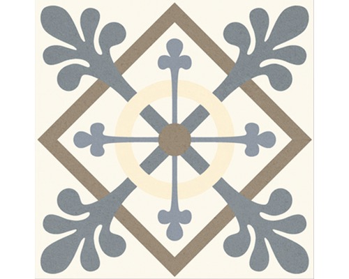 Dekorative Fliese mit floralem Muster und geometrischen Formen