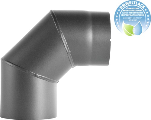 Coude de tuyau de poêle Bertrams 90° Ø 120 mm senotherm UHT-Hydro gris fonte Coude de tuyau de poêle avec le label de peinture écologique