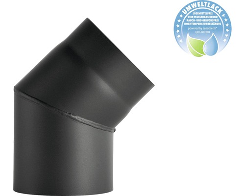 Conduit de poêle coudé Bertrams 45° Ø 160 mm senotherm vernis noir métallisé Coude de tuyau de poêle avec label de peinture écologique