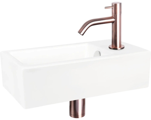 Vasque à poser rectangulaire avec robinetterie
