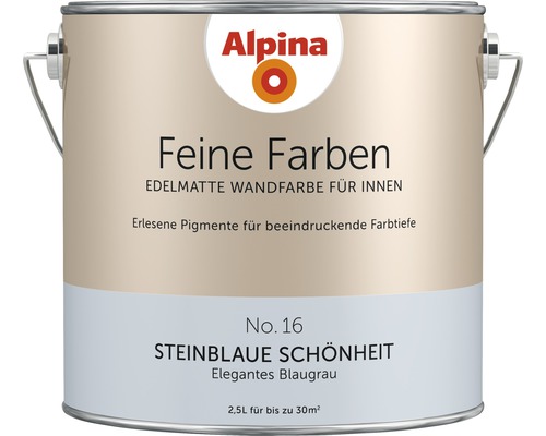 Peinture murale Alpina Feine Farben sans conservateur Beauté bleu pierre 2,5 l