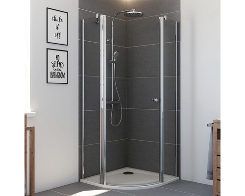 Runddusche Drehtür 3-teilig Breuer Elana 6 R550 90x90 cm Anschlag links Klarglas Profilfarbe silber Runddusche Drehtür 3-teilig Breuer Elana 6 R550 90x90 cm Anschlag links Klarglas Profilfarbe silber