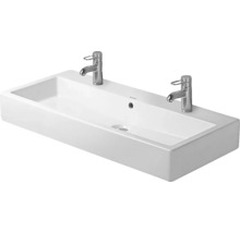 Lavabo rectangulaire en céramique sanitaire avec deux robinets