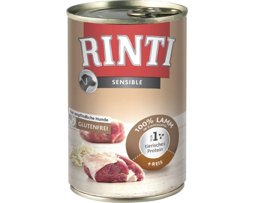 Pâtée pour chien RINTI Sensible agneau+riz 400 g