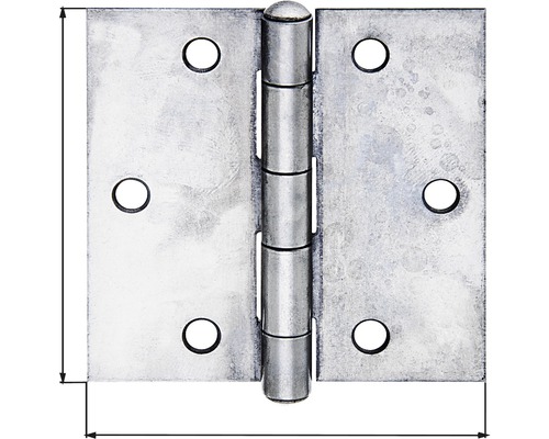 Paumelle de porte en métal avec coins arrondis