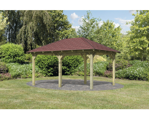 Pavillon Karibu Eco Taura avec bardeaux 289x429 cm traité en autoclave par imprégnation