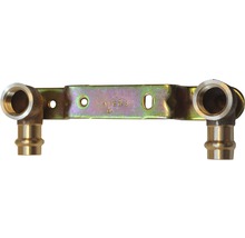 Double coude avec rail de fixation pour installations sanitaires