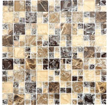 Quadratische Mosaikfliese aus Glas und Stein für Wand und Boden