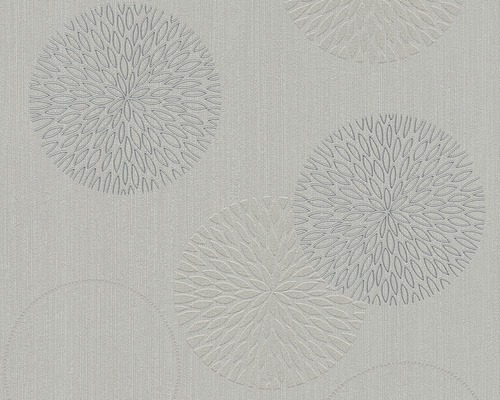 Papier peint intissé 93792-1 motif cercles 1 gris Papier peint avec motif floral en forme de cercle