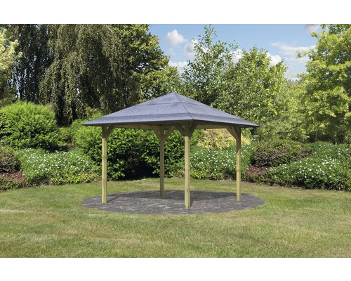Pavillon Karibu Eco Espenau 265x265 cm traité en autoclave par imprégnation Pavillon de jardin en bois avec toit dans le jardin