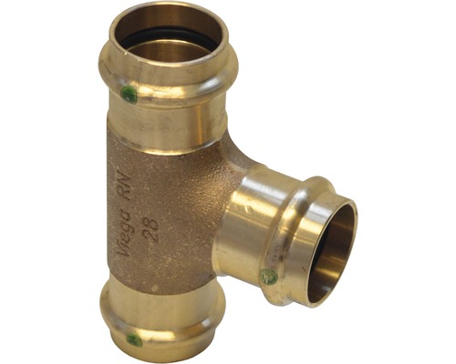 Raccord à compression Viega Sanpress avec contour SC pièce en T 28x18x28mm 298425 Viega Té en laiton, 28 millimètres
