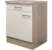 Meuble bas Flex Well avec tiroir et porte pivotante Nepal lxpxh 60x60x86 cm cachemire brillant démontée tirant réversible (montage à gauche ou à droite)