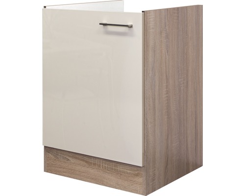 Flex Well Spülenschrank Nepal BxTxH 50x57x82 cm kaschmir glänzend zerlegt Anschlag reversibel (links oder rechts montierbar)