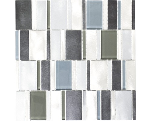 Aluminiummosaik silber glänzend kombi mix braun 30,1x30,1 cm