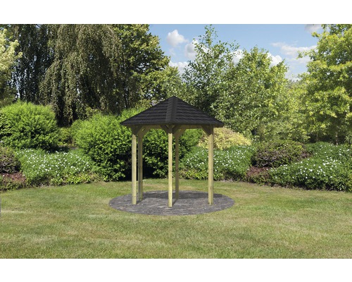 Pavillon Karibu Eco Munster en kit 235x208 cm traité en autoclave par imprégnation Pavillon de jardin en bois avec toit noir