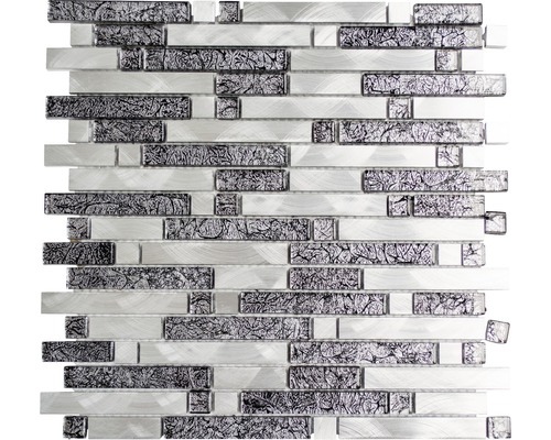 Mosaikfliese mit Glas- und Metallelementen