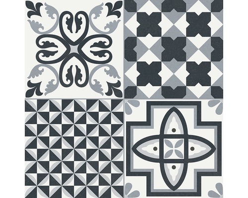 Dekorative Fliesen mit floralen und geometrischen Mustern