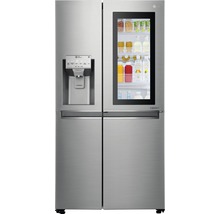 Réfrigérateur américain LG GSI961PZAZ lxhxp 91,2 x 179 x 73,8 cm compartiment de réfrigération 411 l compartiment de congélation 214 l 431 kWh/an acier inoxydable avec fonction InstaView : frapper et regarder-thumb-0