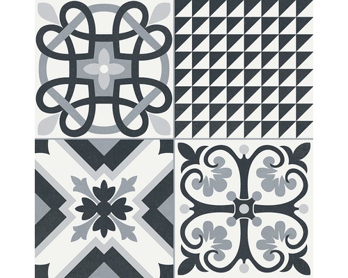 Fliesen mit geometrischen und floralen Mustern