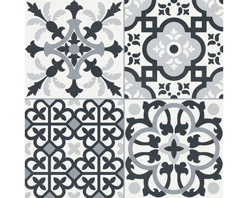 Dekorfliese mit geometrischen und floralen Mustern