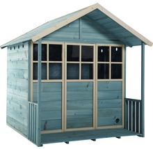 Maison de jeu en bois avec fenêtres et véranda pour enfants