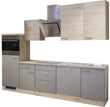 Flex Well Küchenzeile mit Geräten Riva 280 cm quarzit cubanit san remo eiche hell matt zerlegt Variante reversibel 00011582