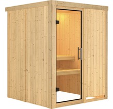 Sauna modulaire Karibu Norina sans poêle et couronne avec porte entièrement vitrée transparente-thumb-3
