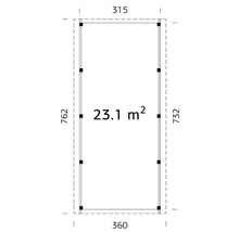 Carport simple Palmako Karl 23,1 m² 360 x 762 cm apprêt par immersion